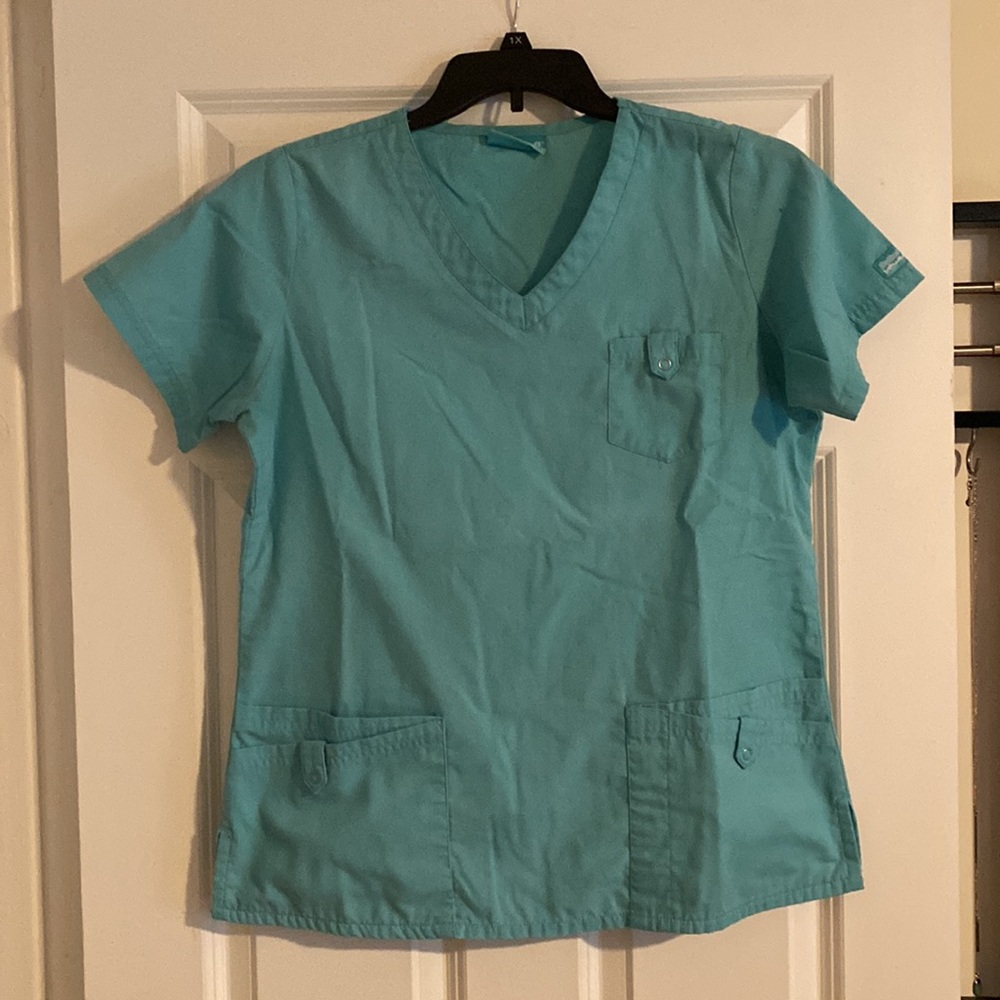 Butter Soft Light Blue Scrub Top